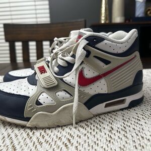 Nike White and Blue Sneakers with Red Accent. Bo Jackson’s air trainer iii